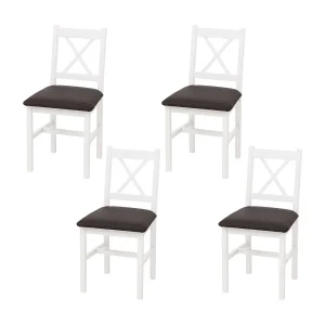 Eetkamerstoel MCW-F77 (set van 4), wit, bekleding zwart Eetkamerstoel MCW-F77 (set van 4), wit, bekleding zwart