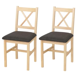 Eetkamerstoel MCW-F77 (set van 2),  naturel, bekleding zwart