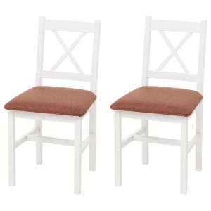 Eetkamerstoel MCW-F77 (set van 2),  wit, bekleding terracotta