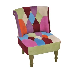 Franse stoel met patchwork ontwerp stof Franse stoel met patchwork ontwerp stof