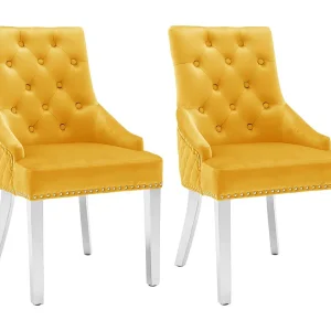 Eetkamerstoelen 2 st fluweel geel