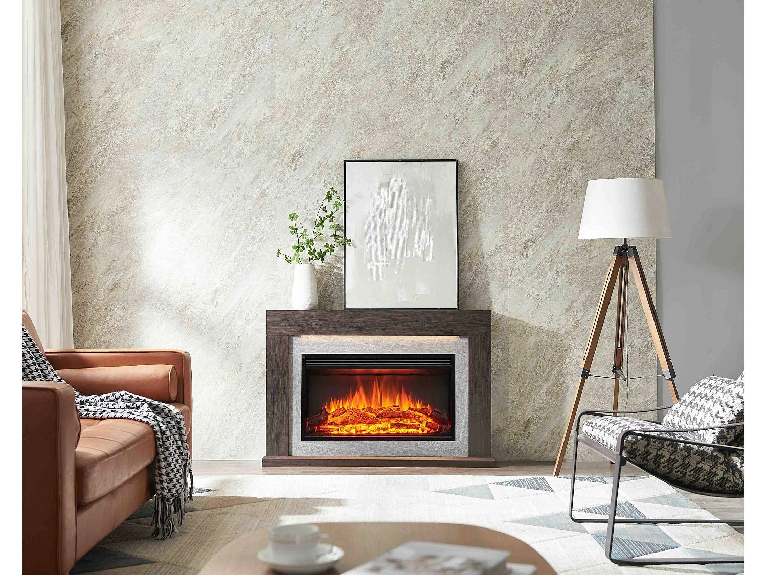 Elektrische haard BALDERIA Xerxes - staande haard, verwarming 2000 W - donker eiken