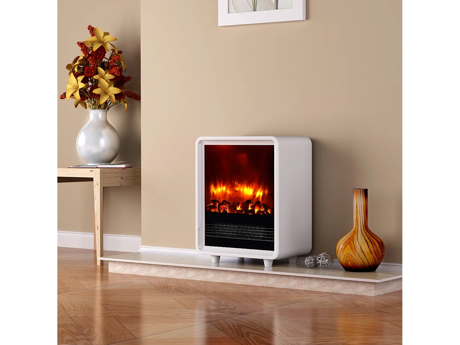 Elektrische haard BALDERIA George - Elektrische haard, verwarming 2000 W - Wit