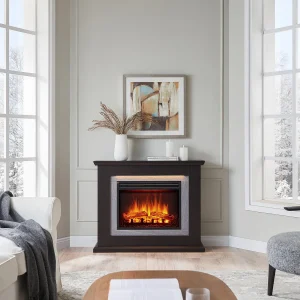 Elektrische haard BALDERIA Charon – staande haard met verwarming – donker eiken Elektrische haard BALDERIA Charon – staande haard met verwarming – donker eiken