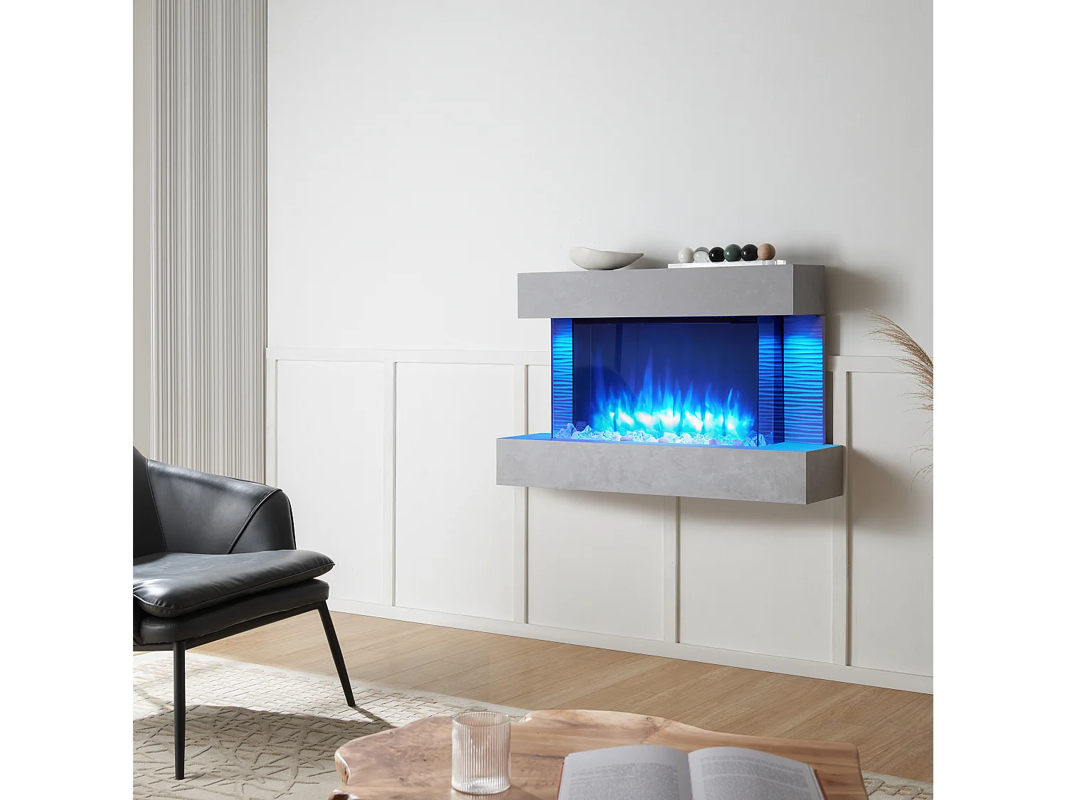 Elektrische haard BALDERIA Aidan - wandhaard, 2000 W - betonlook