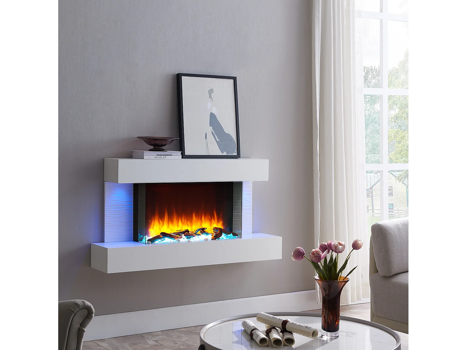 Elektrische haard BALDERIA Aieda - staande haard, verwarming 2000 W - wit