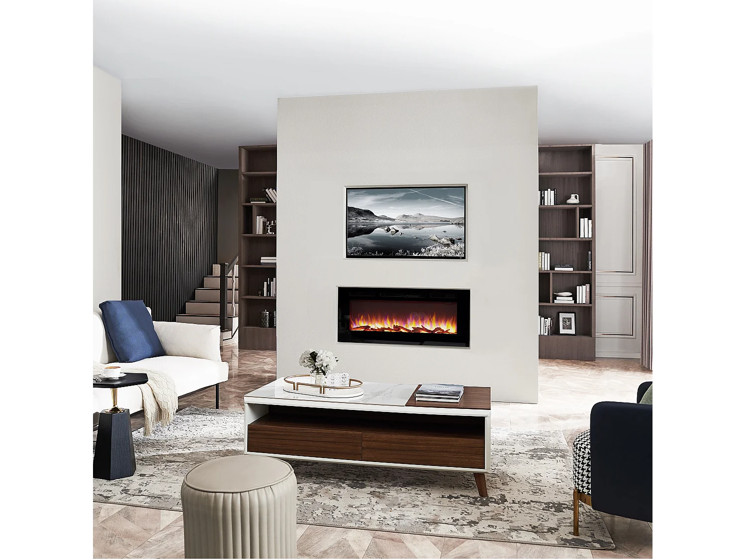 Elektrische haard BALDERIA Fiamma 68 - Inbouwhaard, verwarming 2000 W - zwart