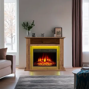 Elektrische haard BALDERIA Liora – staande haard, opbergvak, verwarming – donker eiken Elektrische haard BALDERIA Liora – staande haard, opbergvak, verwarming – donker eiken