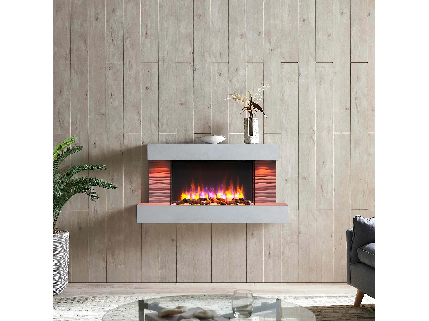 Elektrische haard BALDERIA Aieda - Wandhaard, verwarming 2000 W - Betonlook