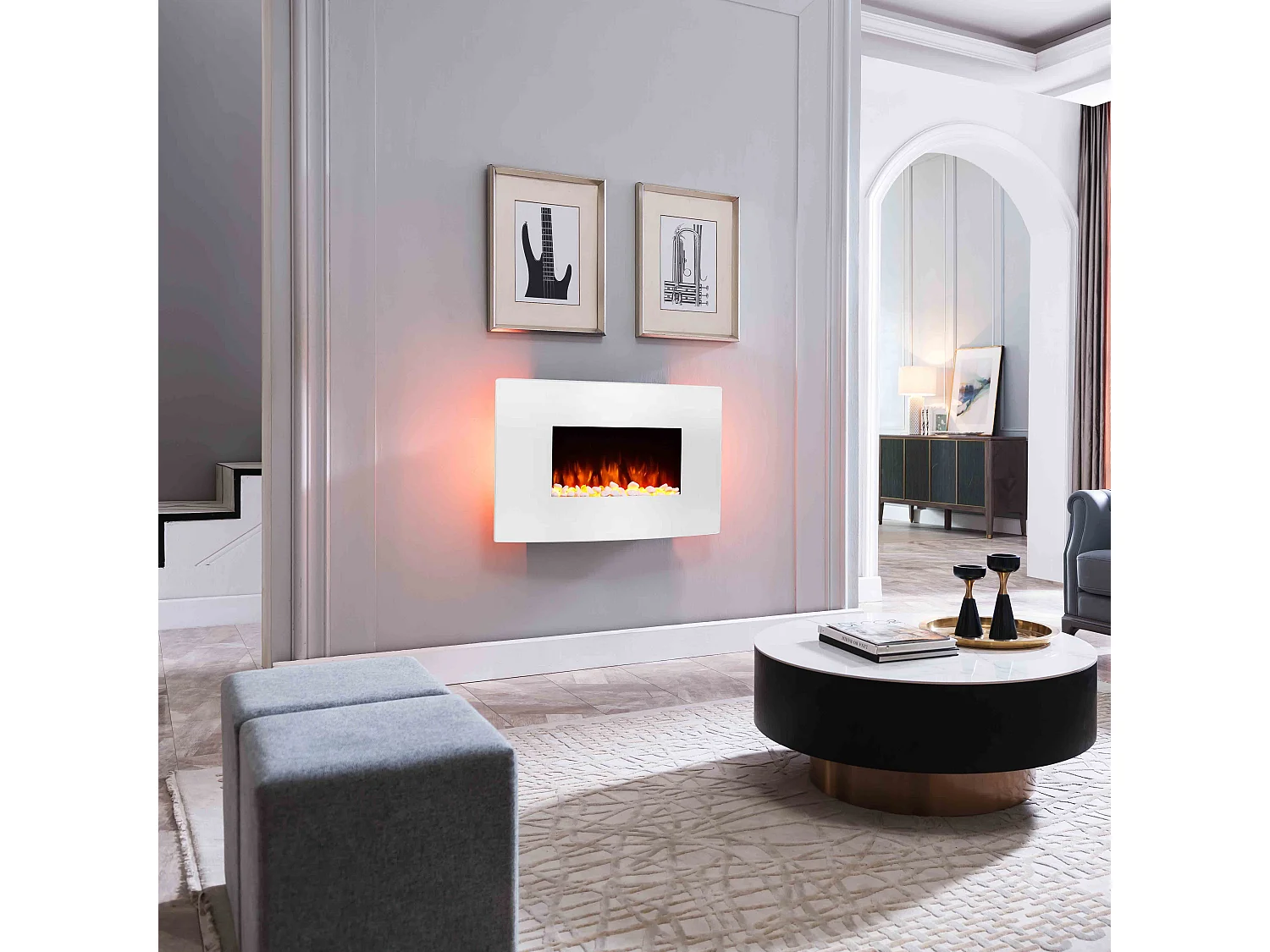 Elektrische haard BALDERIA Enjo - Wandhaard, verwarming 2000 W - Wit