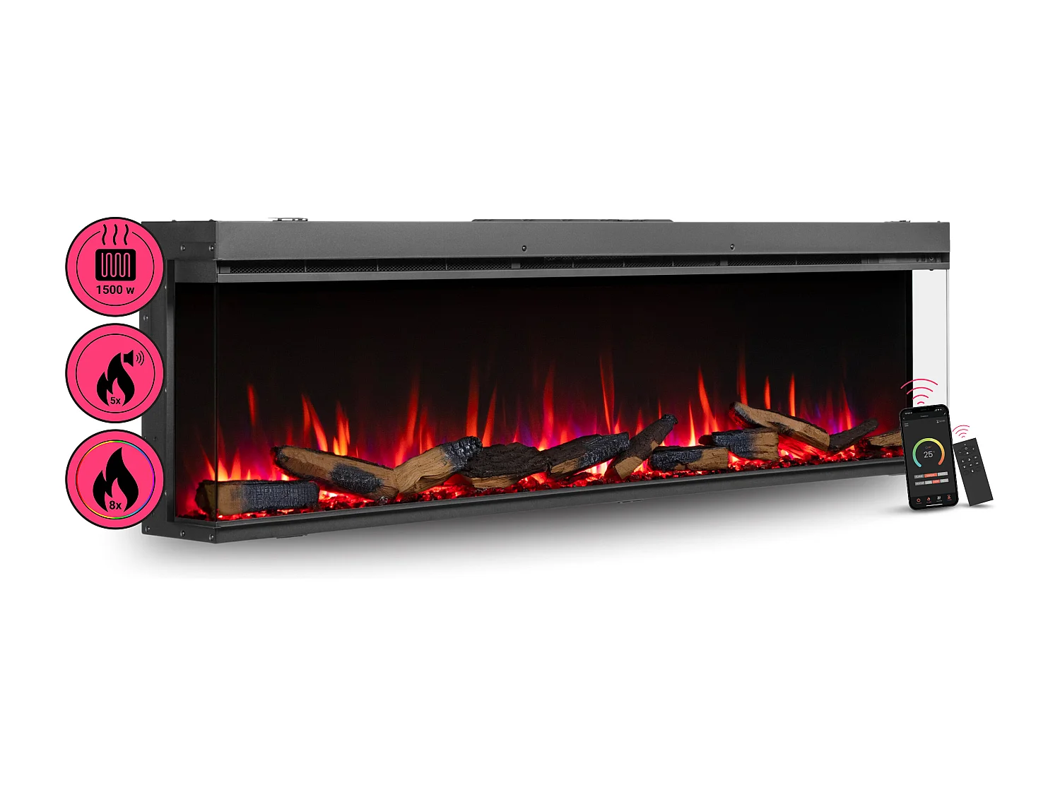 Elektrische haard BALDERIA Athena smart 72 - Inbouwhaard - Zwart