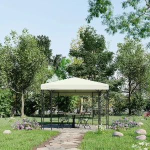 Metalen tuinpaviljoen in smeedijzeren stijl – Zwart en Beige – FIDALA
