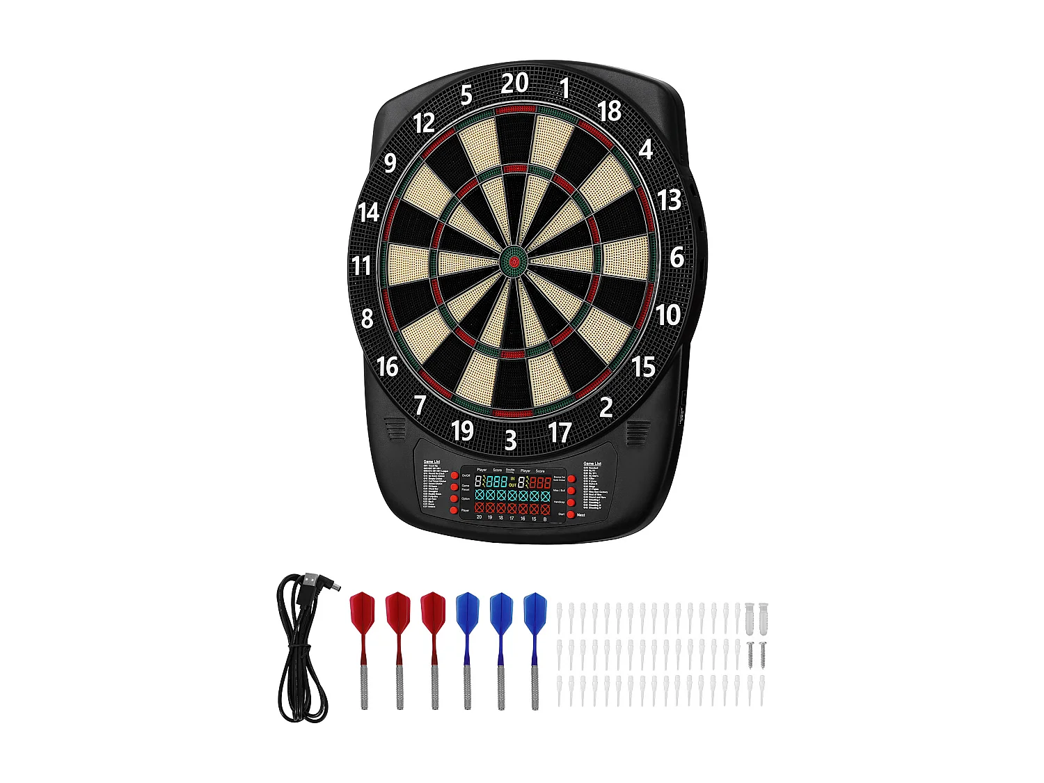 Elektronisch Dartbord SucceBuy 33.6 cm, Dartbord met 43 Spellen en Meer dan 200 Varianten voor 8 Spelers, 6 Dartpijlen voor Een Feestje
