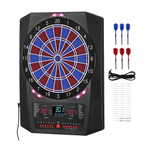 Elektronisch Dartbord SucceBuy, 33.6 cm, Dartbord met 45 Spellen en 474 Varianten voor tot 8 Spelers, 6 Dartpijlen voor Een Feestje