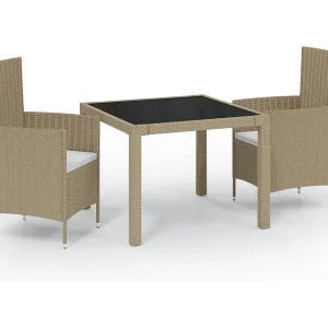 Fea 3-delige Tuinset met kussens poly rattan beige Fea 3-delige Tuinset met kussens poly rattan beige