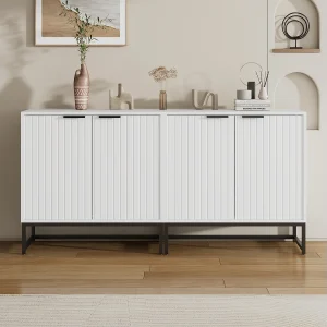 Dressoir met 4 deuren – Metalen poten – Wit Dressoir met 4 deuren – Metalen poten – Wit