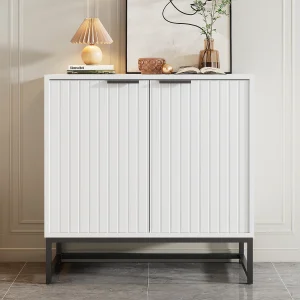 Dressoir met 2 deuren – Metalen poten – PB hout – Wit Dressoir met 2 deuren – Metalen poten – PB hout – Wit