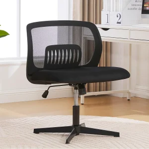 Draaifauteuil — in hoogte verstelbaar — met zwarte fluwelen zitting — ergonomische rugleuning