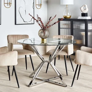Eettafel BOSCO Zilver 105 cm 105 cm Veiligheidsglas Eettafel BOSCO Zilver 105 cm 105 cm Veiligheidsglas