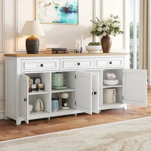 Dressoir met 4 deuren en 3 laden – MDF hout – Wit