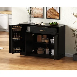 Dressoir met 3 deuren en 1 lade – Zwart MDF-hout