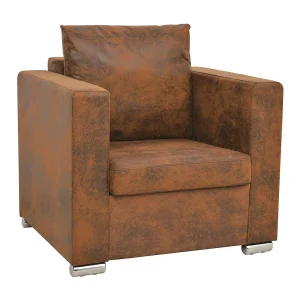 Fauteuil kunstsuède bruin Fauteuil kunstsuède bruin