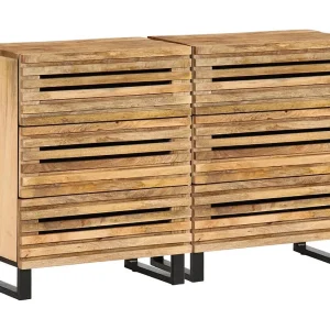 Dressoirs 2 st 60x34x75 cm massief ruw mangohout Dressoirs 2 st 60x34x75 cm massief ruw mangohout