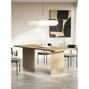 Eettafel 204×90 cm – rechthoekig met afgeronde hoeken en paneelpoten – houtlook eiken – QUBEO Eettafel 204×90 cm – rechthoekig met afgeronde hoeken en paneelpoten – houtlook eiken – QUBEO