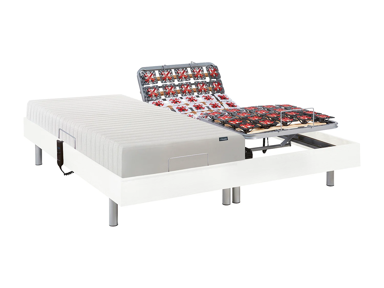 Elektrisch relaxbed met latex matras - 2 x 90 x 100 cm - Wit - ETHER van DREAMEA - Koop nu