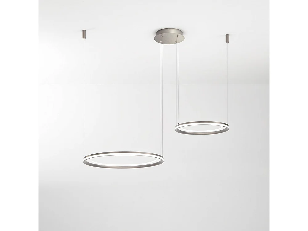 Lustre suspendu double LED EDGE 99W Gris Titane Perenz