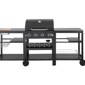 Gas BBQ gasbarbecue barbecue outdoor keuken – 12 kW – 4 branders – Zwart Gas BBQ gasbarbecue barbecue outdoor keuken – 12 kW – 4 branders – Zwart