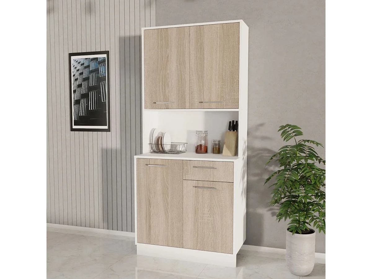Dressoir Oma, Sonoma eiken/Wit, L 84 cm
