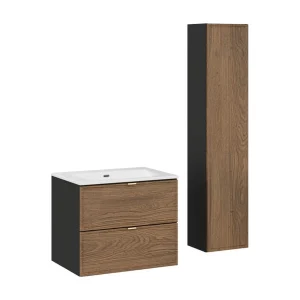 Ensemble SAVIA : onderbouwmeubel 60cm + inbouwwastafel wit + opbergkolom Ensemble SAVIA : onderbouwmeubel 60cm + inbouwwastafel wit + opbergkolom