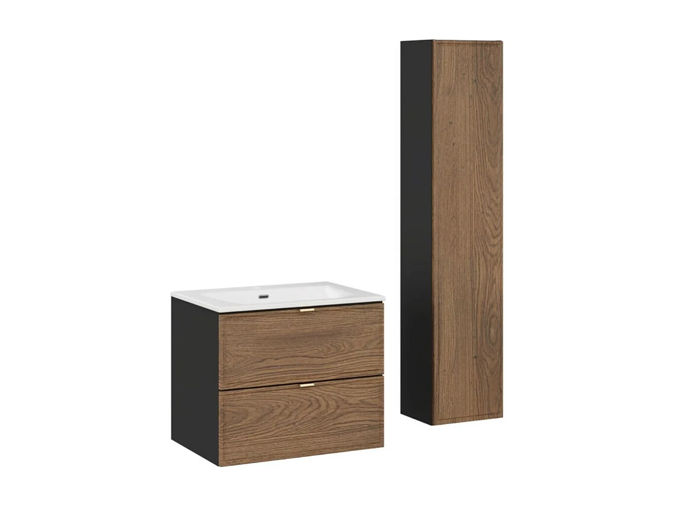 Ensemble SAVIA : onderbouwmeubel 60cm + inbouwwastafel wit + opbergkolom