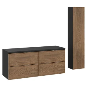 Ensemble SAVIA : meubels onder wastafel 120cm + wastafelblad + opbergkolom Ensemble SAVIA : meubels onder wastafel 120cm + wastafelblad + opbergkolom