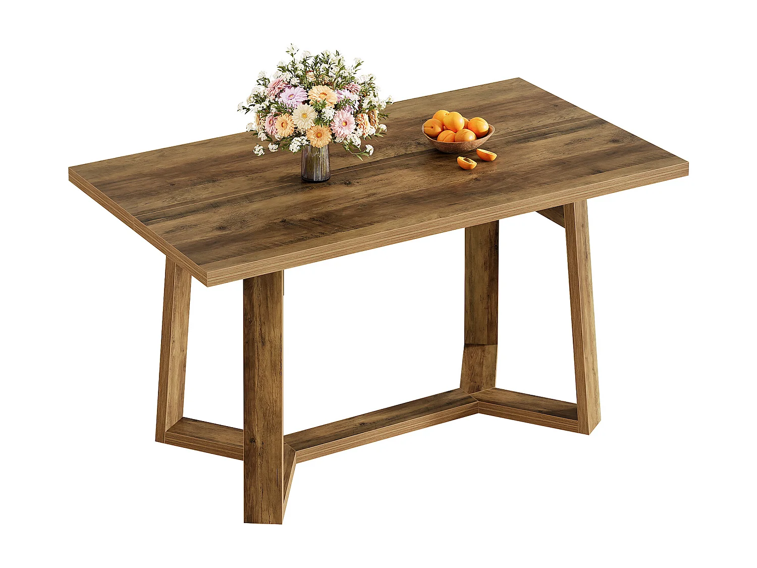 Eettafel voor 4 personen, bruine keukentafel met stevige poten 120x80x75cm