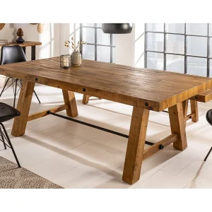 Eettafel RANCHO 165 cm – Blad van gelakt gerecycled grenenhout – Rustieke en warme stijl Eettafel RANCHO 165 cm – Blad van gelakt gerecycled grenenhout – Rustieke en warme stijl
