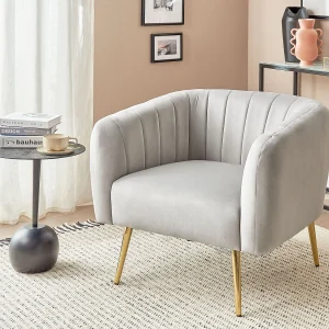 Fauteuil LACONIA Fluweel Lichtgrijs Fauteuil LACONIA Fluweel Lichtgrijs