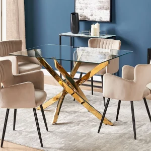 Eettafel MARAMO Goud 120 cm 70 cm Veiligheidsglas