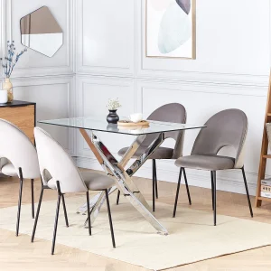 Eettafel MARAMO Zilver 120 cm 70 cm Veiligheidsglas