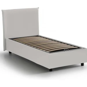 Eenpersoonsbed, Opbergbed met bekleding van eco-leer, 100% Made in Italy, Opening aan de voorkant, geschikt voor matras van 80×200 cm, Wit Eenpersoonsbed, Opbergbed met bekleding van eco-leer, 100% Made in Italy, Opening aan de voorkant, geschikt voor matras van 80×200 cm, Wit