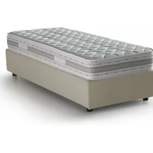 Eenpersoonsbed Dabate, Opbergbed met stoffen bekleding, 100% Made in Italy, Opening aan de voorkant, inclusief matras van 80×190 cm, Beige Eenpersoonsbed Dabate, Opbergbed met stoffen bekleding, 100% Made in Italy, Opening aan de voorkant, inclusief matras van 80×190 cm, Beige