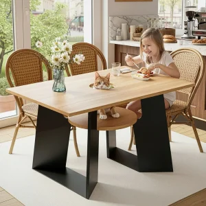 Eet-/keukentafel – met ruimte voor huisdieren en planken – 6 zitplaatsen (130×85×75 cm)