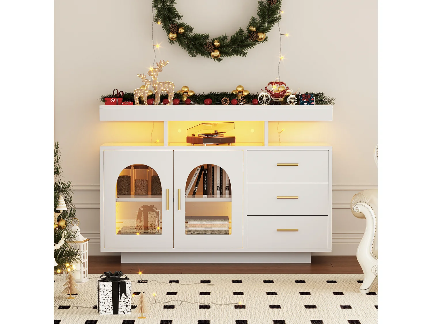 Dressoir met LED-verlichting - Commode met opbergruimte - 120 cm x 40 cm x 80 cm