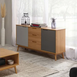 Dressoir Bruce 3 laden en 2 deuren, massief hout, 140 cm (breedte) 40 cm (diepte) Dressoir Bruce 3 laden en 2 deuren, massief hout, 140 cm (breedte) 40 cm (diepte)