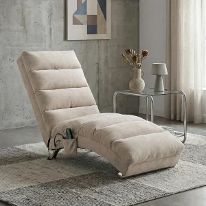 Elektrische relaxfauteuil – Massagefauteuil – Verstelbare rugleuning – in linnen stof – comfortabel en ergonomisch
