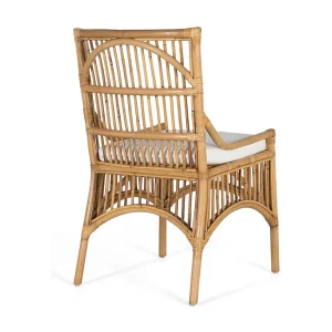 Ensemble van twee chaises en rotin met coussins rembourrés