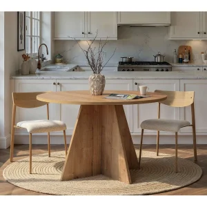 Premium Eiken Eettafel "Virella" – Klassiek Rond Design – 120x120x75cm – Safier Eiken Premium Eiken Eettafel "Virella" – Klassiek Rond Design – 120x120x75cm – Safier Eiken