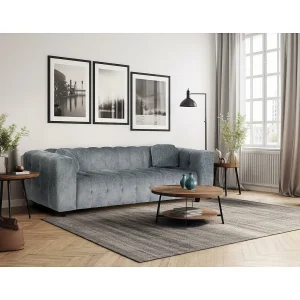"Vendome" chenille stoffen rechte bank – 3-zits – Grijs
