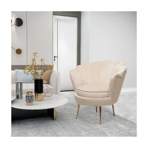 Stoel fauteuil velours fluweel "Floria" – 70 x 73 x 76 cm – Beige – lichtbruin Stoel fauteuil velours fluweel "Floria" – 70 x 73 x 76 cm – Beige – lichtbruin